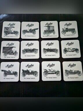 Auto Coasters Complete Set - 12 Maytag Collectible Bar Car Paperware Memorabilia